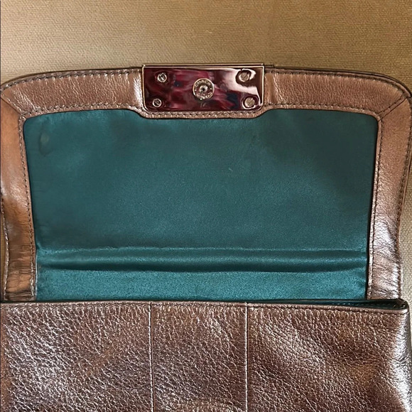 Coach Pewter / Silver Leather Wristlet with Sliver Hardware & Detachable Strap - Picture 4 of 9